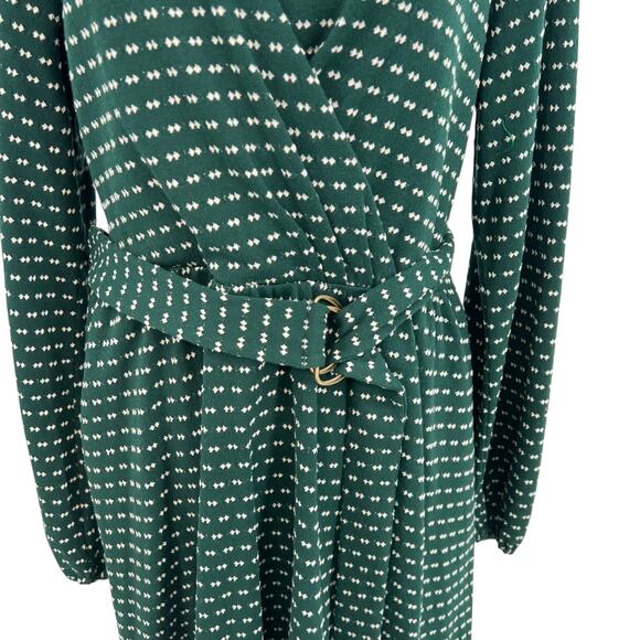 Anthropologie Maeve Malta Dress Wrap Long Sleeve Dot Print Green Size XL - Picture 4 of 13